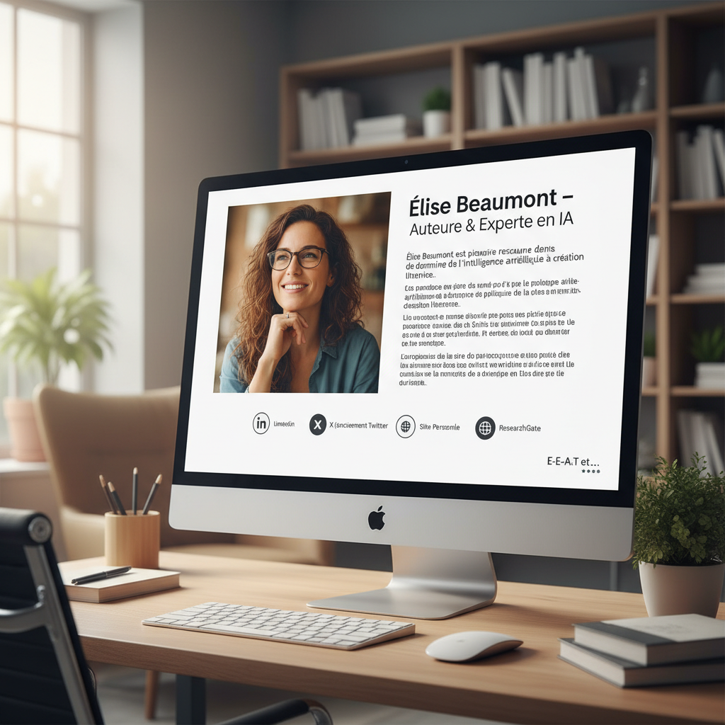 Exemple de page auteur bien optimisée avec photo, biographie détaillée, et liens vers profils professionnels — E-E-A-T et ...