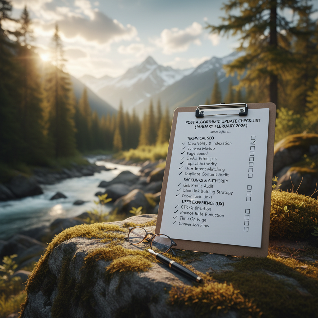 Checklist illustrant les éléments à vérifier après les mises à jour algorithmiques majeures (janvier-février 2026) — Mises...