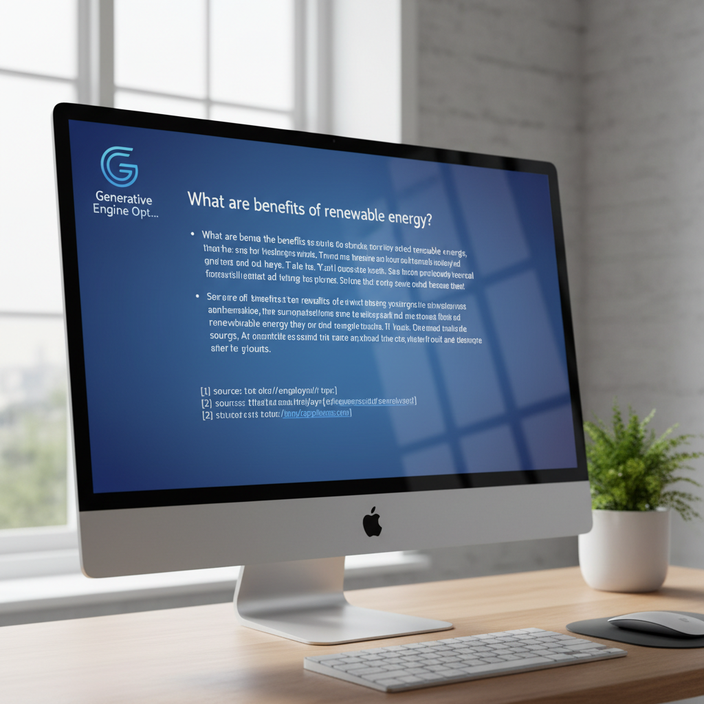 Vue d'écran d'une réponse synthétique ChatGPT avec sources citées et un logo de marque en évidence — Générative Engine Opt...