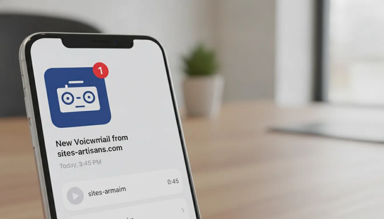Gros plan sur un téléphone professionnel avec le répondeur actif
